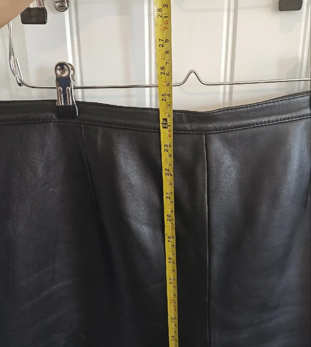 Women's Black Leather Pencil Skirt Size 18